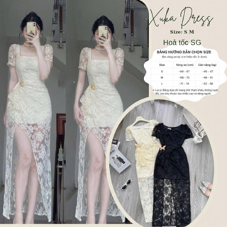  Váy ren body xẻ đùi dự tiệc Xukadress  mẫu mặc thật  