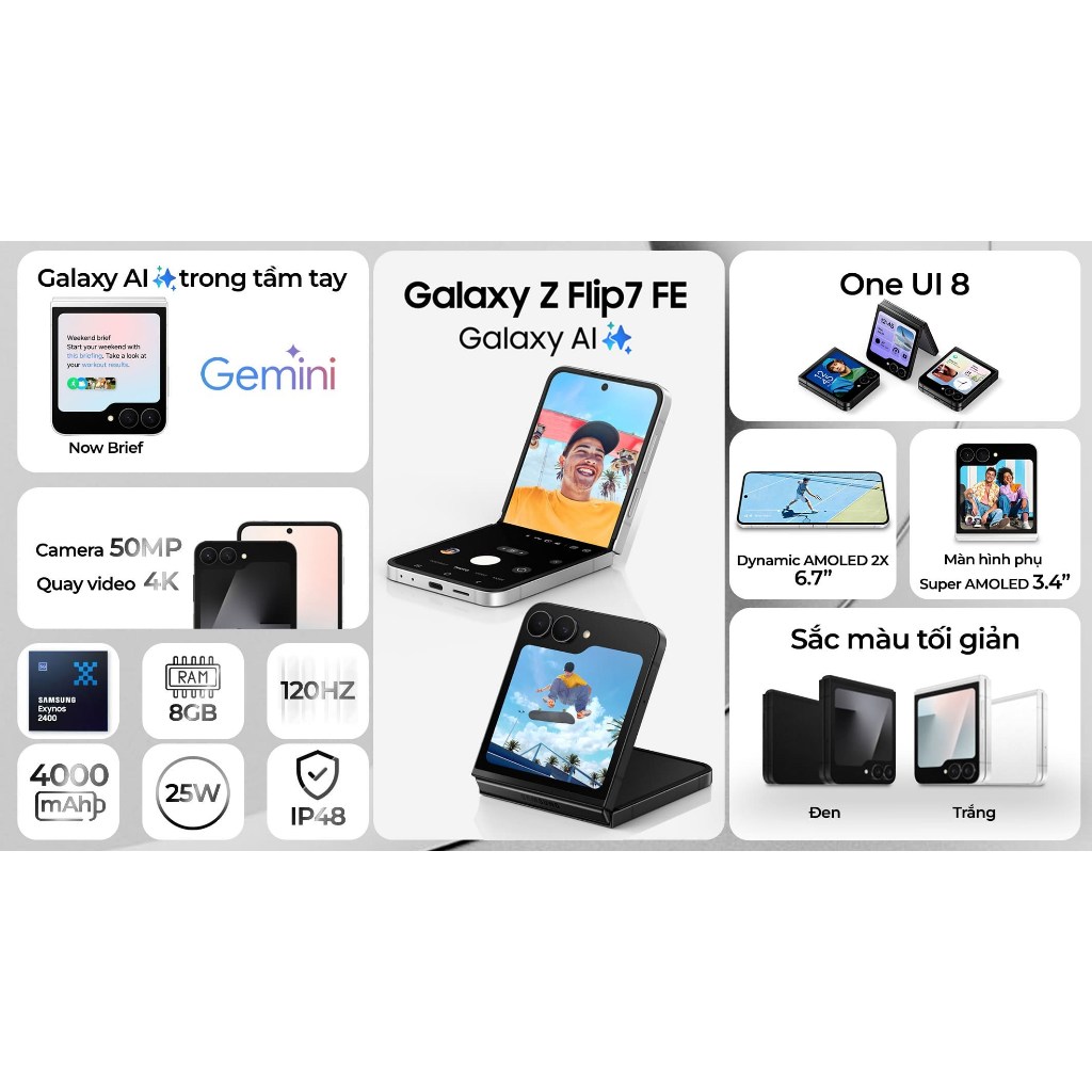 Điện Thoại Samsung Galaxy Z Flip7 FE 8GB/128GB Chính Hãng | BigBuy360 - bigbuy360.vn