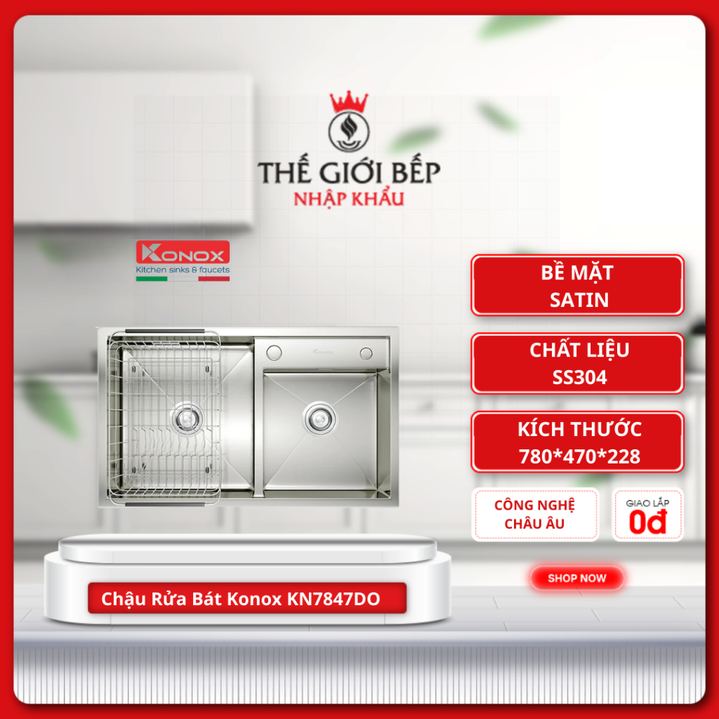 Chậu Rửa Bát Konox KN7847DO – Cao Cấp, Thiết Kế Sang Trọng, Độ Bền Vượt Trội
