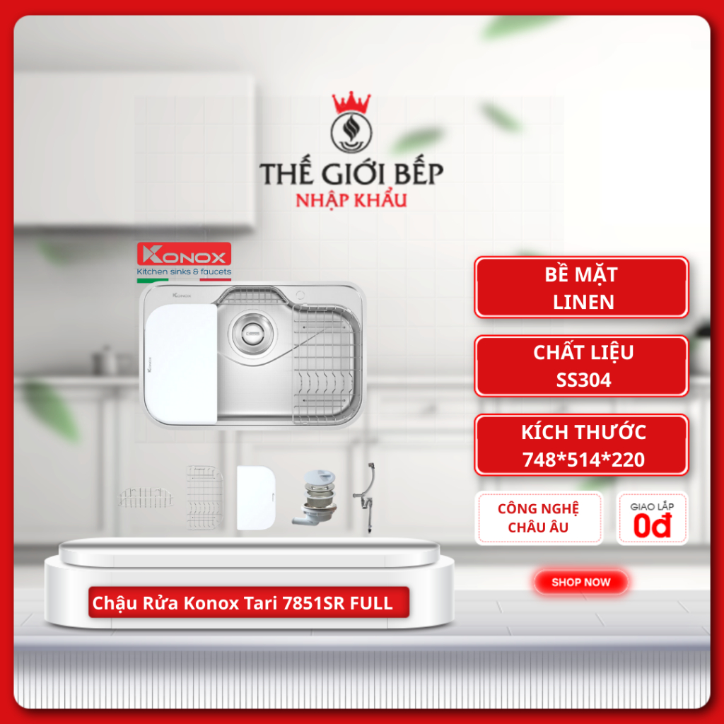 Chậu Rửa Chén Konox Tari 7851SR – Hiện Đại, Bền Đẹp, Dễ Vệ Sinh
