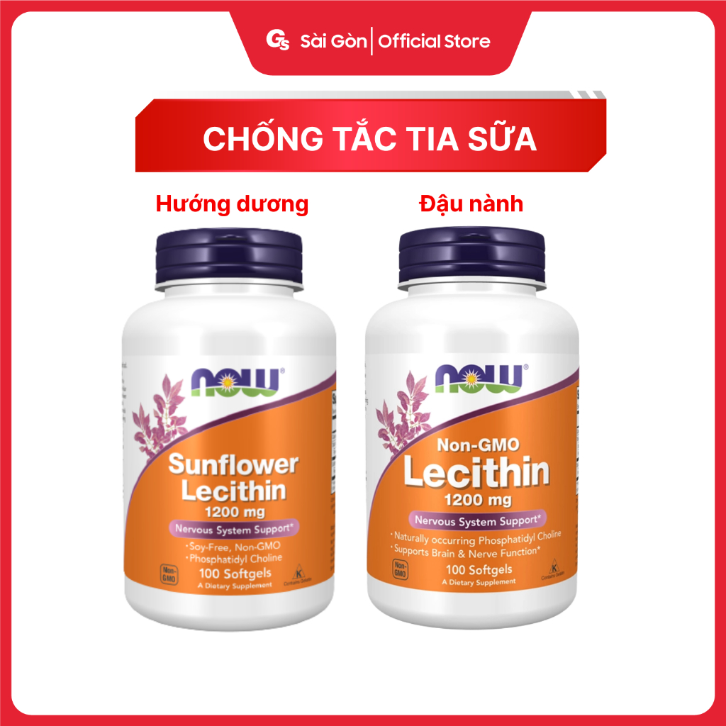 Viên uống giảm tắc tia sữa NowLecithin 1200 mg - Gymstore