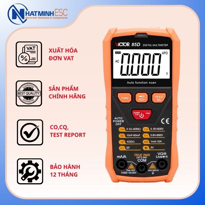 Đồng hồ vạn năng điện tử VICTOR 85D (600V, 20A, True RMS)