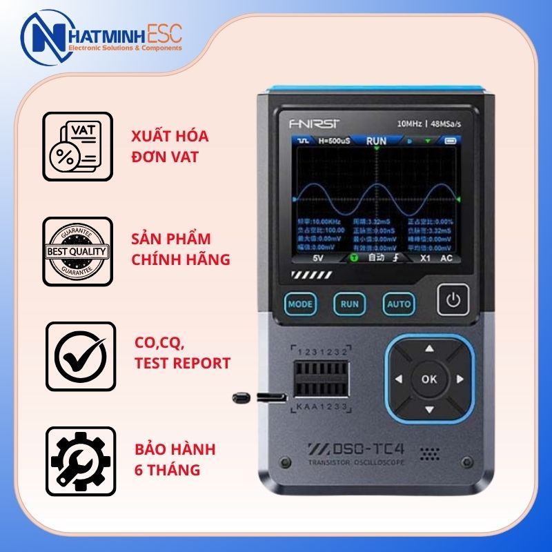 Máy hiện sóng đa năng FNIRSI DSO-TC4 3-in-1 10Mhz (hiện sóng, phát xung, đo Transistor)