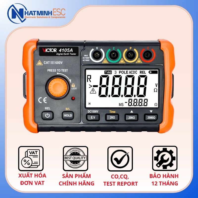 Máy đo điện trở đất VICTOR 4105A (2000Ω, 200VAC)