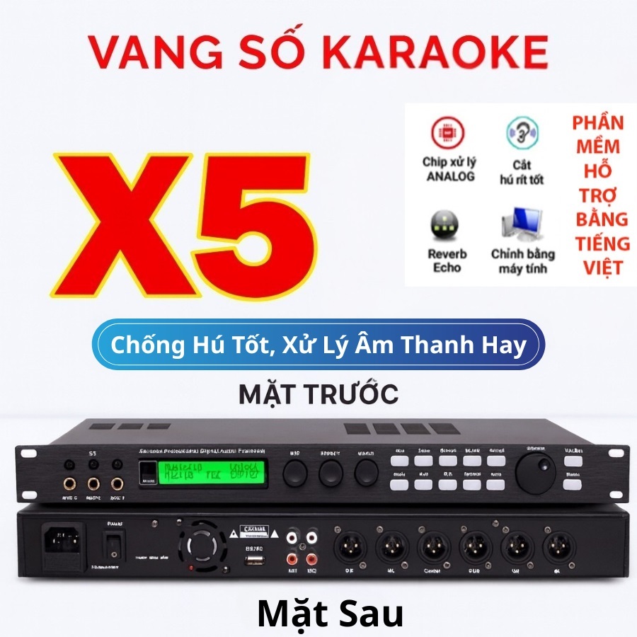 BẢN MỚI 2025 Vang Số Karaoke X5, Chống Hú Rít, Kết Hợp EQ, Tiếng Echo, Reverb Siêu Sáng, Chỉnh Phần Mềm