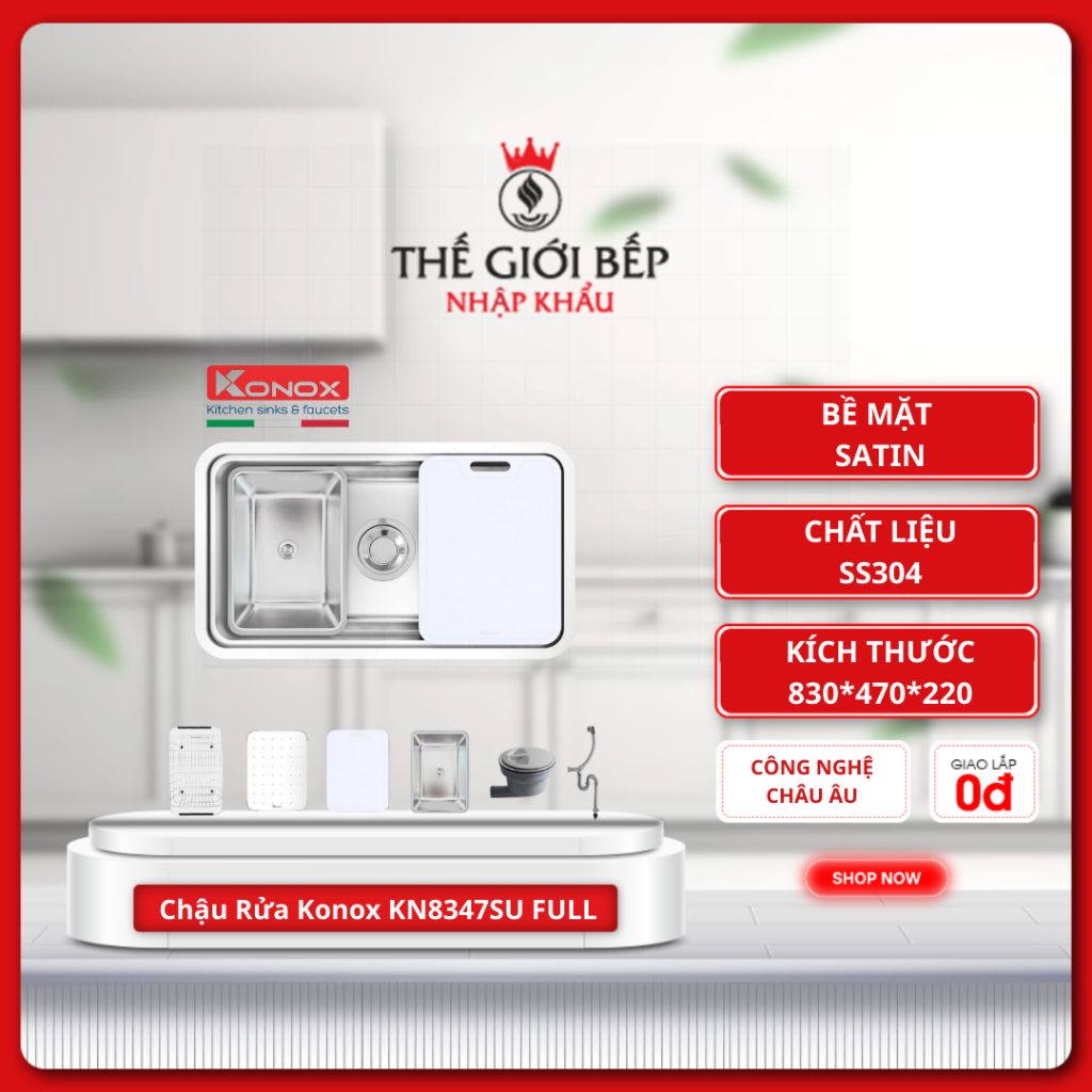 Chậu Rửa Chén Konox KN8347SU Undermount Sink - Chống Gỉ Sét, Chống Ồn Cao Cấp