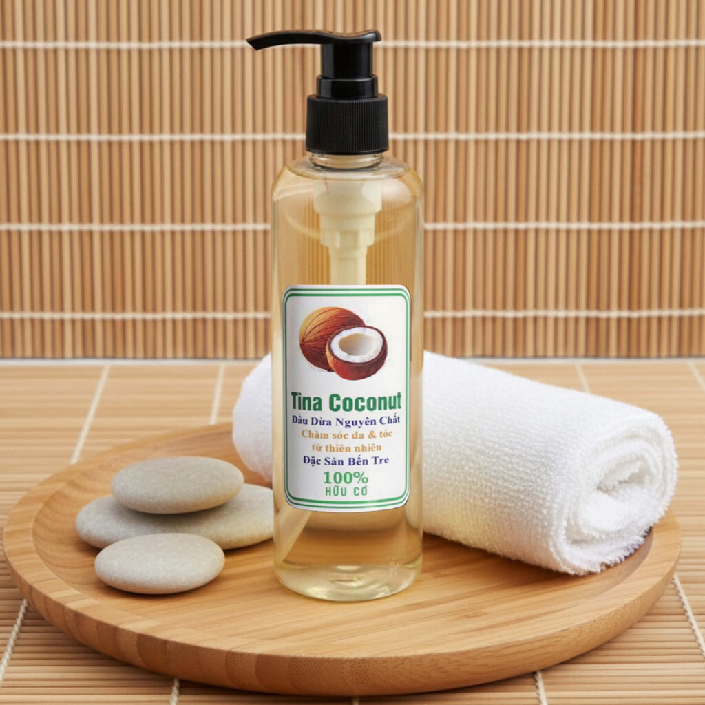 Dầu dừa dưỡng da cao cấp 100ml. Dầu dừa nấu thủ công nguyên chất cao cấp. Dầu dừa dưỡng da, dưỡng tó