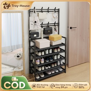  Kệ giày3 4 5 tầng đa năng Kệ để giày có nhiều móc treo đồ tiện tích Kệ Giày Dép treo quần áo 