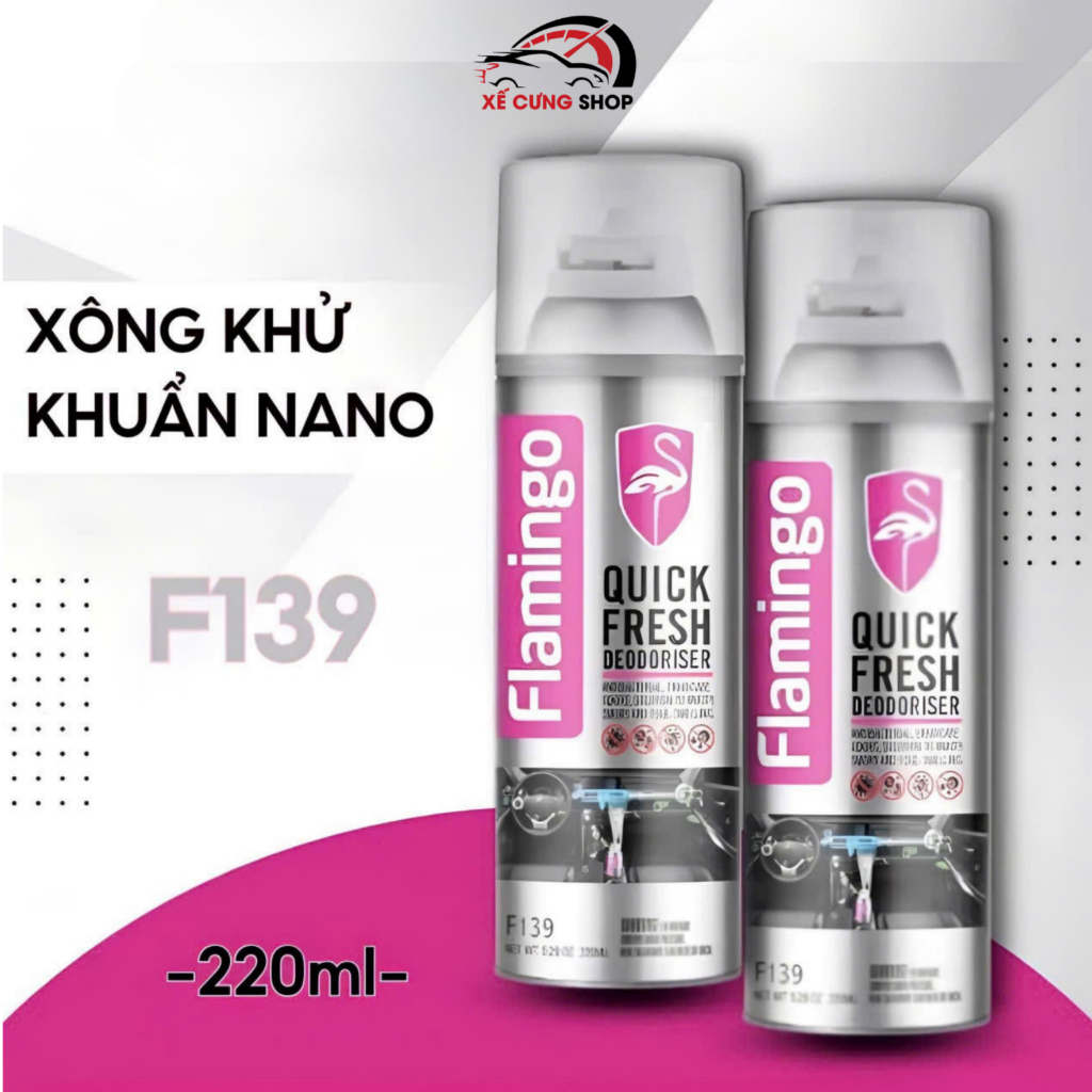 Bình Xịt Xông Khử Khuẩn Nano Buồng Lái Flamingo F139 220ml – Làm Sạch Nhanh, Khử Mùi Hiệu Quả