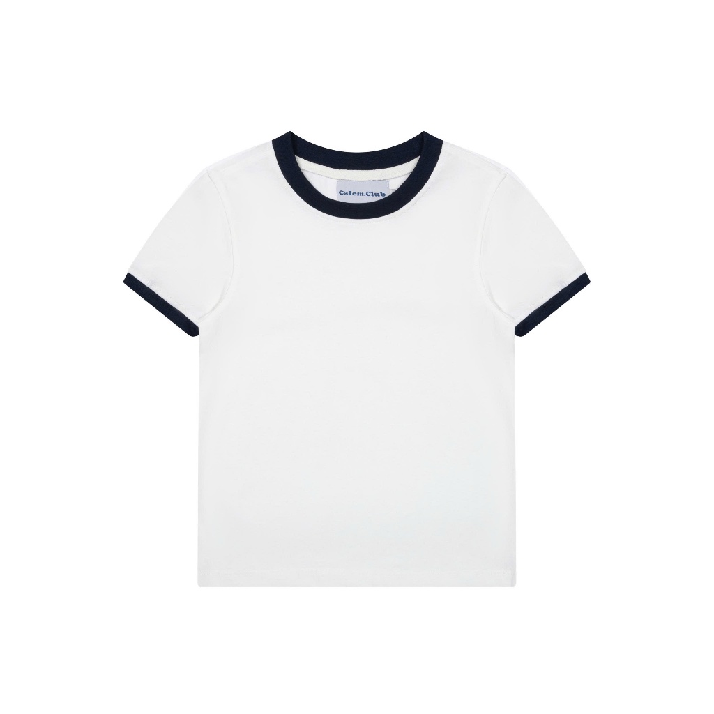 Áo baby tee Ring Top Calem.Club trơn cổ tròn phối viền tay form boxy vải cotton 2 chiều style năng động