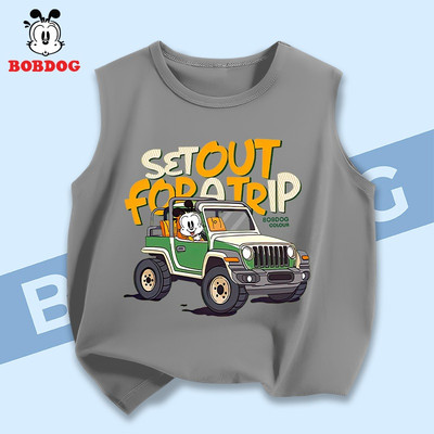 Áo ba lỗ bé trai BOBDOG chất liệu cotton in hình ô tô dễ thương cho bé size đại