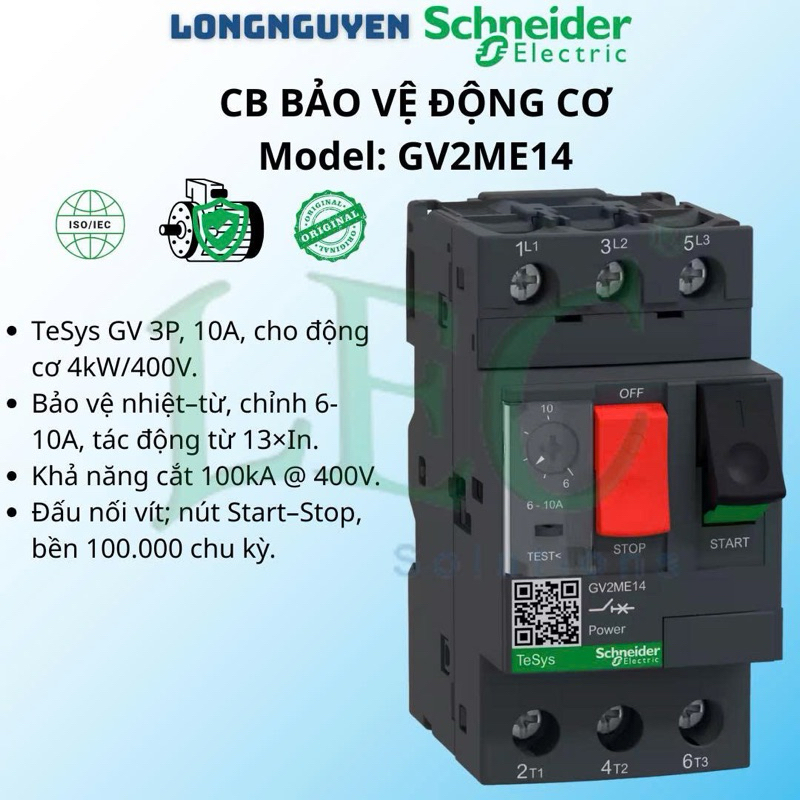CB bảo vệ động cơ GV2ME14 schneider - chính hãng