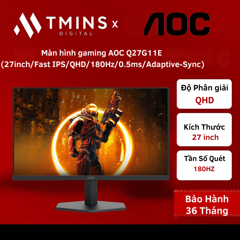 Màn hình gaming AOC Q27G11E (27inch/Fast IPS/QHD/180Hz/0.5ms/Adaptive-Sync) - Hàng chính hãng