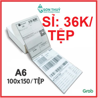   XẢ KHO  GIẤY IN NHIỆT DECAL A6 - 100x150mm - Tệp A6 In Bill Shopee TMĐT Cuộn A6 A7 Tem Trà Sữa Có Lớp Keo Lột Dán 