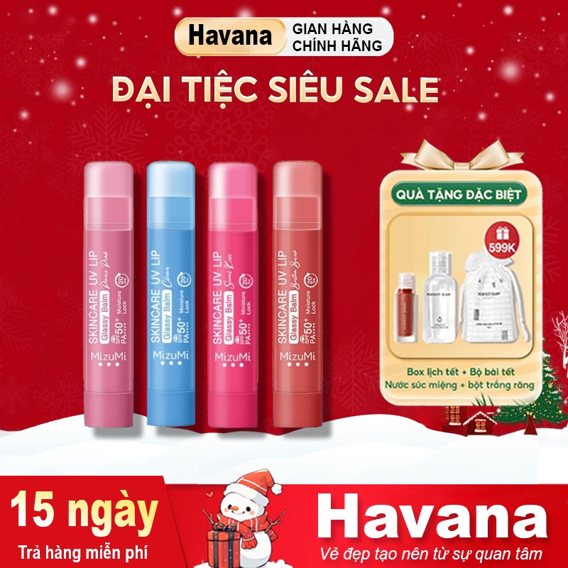 Son Dưỡng Môi MizuMi Skincare UV Lip Glassy Balm Clear SPF 50+ PA++++ 3.5G