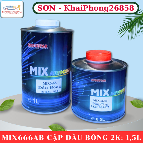 Dầu bóng 2K MIX 666AB 1.5L– Sơn phủ bóng 2K chuyên dụng cho sơn ôtô, xe máy – Bóng đẹp, bền màu