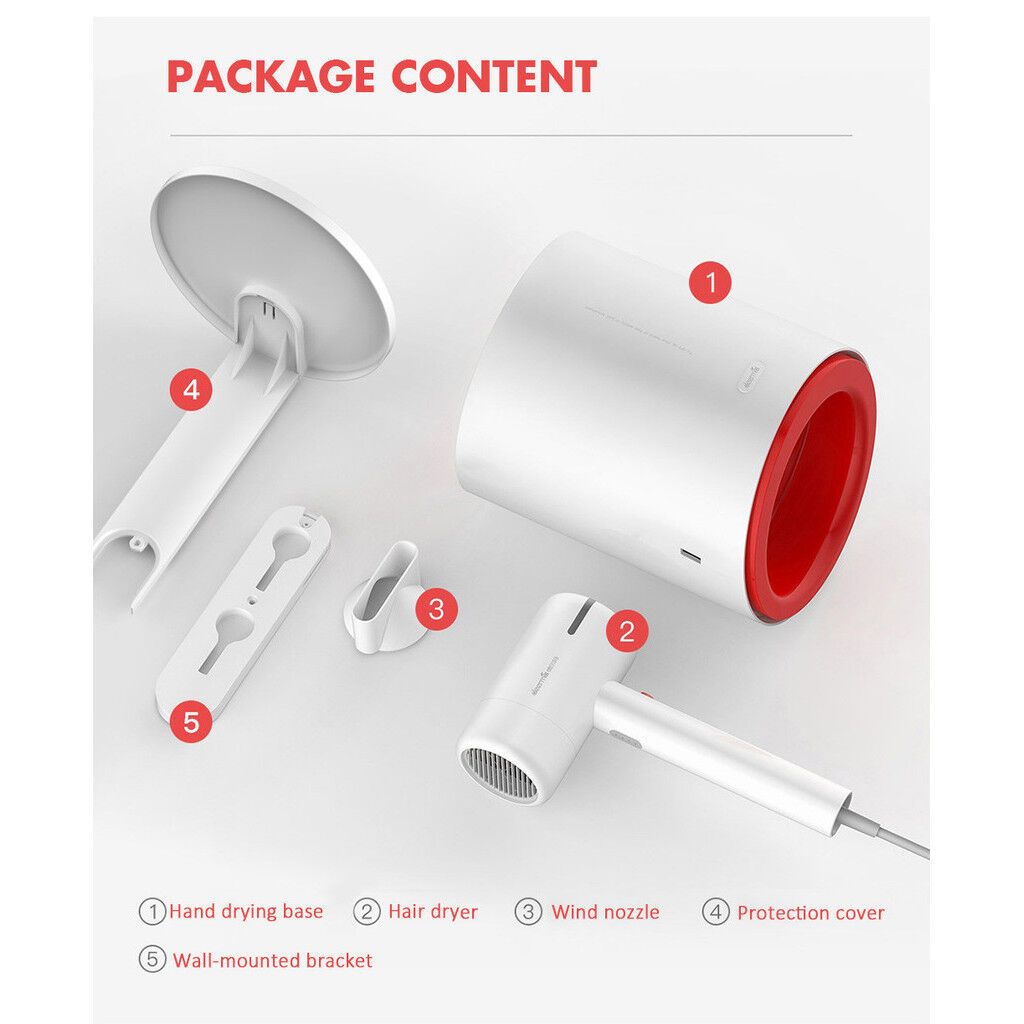 Máy sấy tóc kèm sấy tay tự động, thông minh iOn âm XIAOMI Deerma DEM-GS100