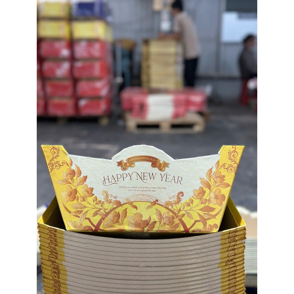 Set 10 khay thuyền xuân an nhiên + màng co giỏ, khay thuyền tết ,giỏ đựng quà tết, giỏ quà