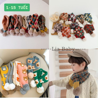 Khăn choàng cổ hoạ tiết vintage nhiều màu cho trẻ em - Khăn quàng cổ ấm áp cho bé trai bé gái
