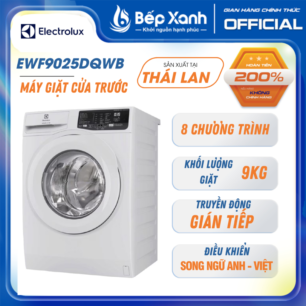 [FREESHIP HCM] Máy giặt Electrolux Inverter 9 kg EWF9025DQWB - Chính hãng