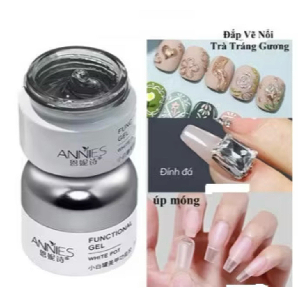 Gel thủy tinh ANNIES, gel vẽ nổi 3D annies, gel chà crom