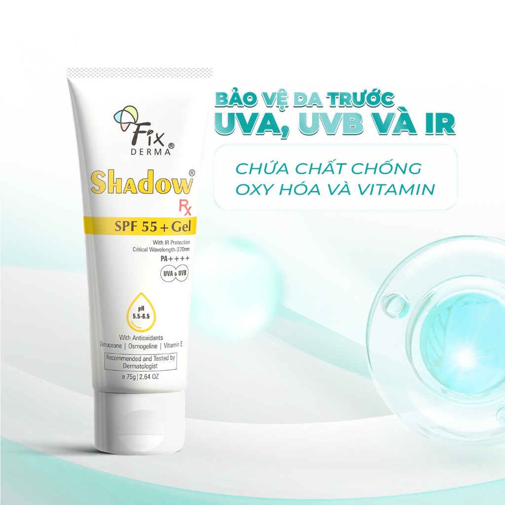 [FIXDERMA] Kem Chống Nắng Fixderma Shadow SPF 55+ Gel Giúp Giảm Dấu Hiệu Lão Hóa 75g - Hùng Lợi | BigBuy360 - bigbuy360.vn