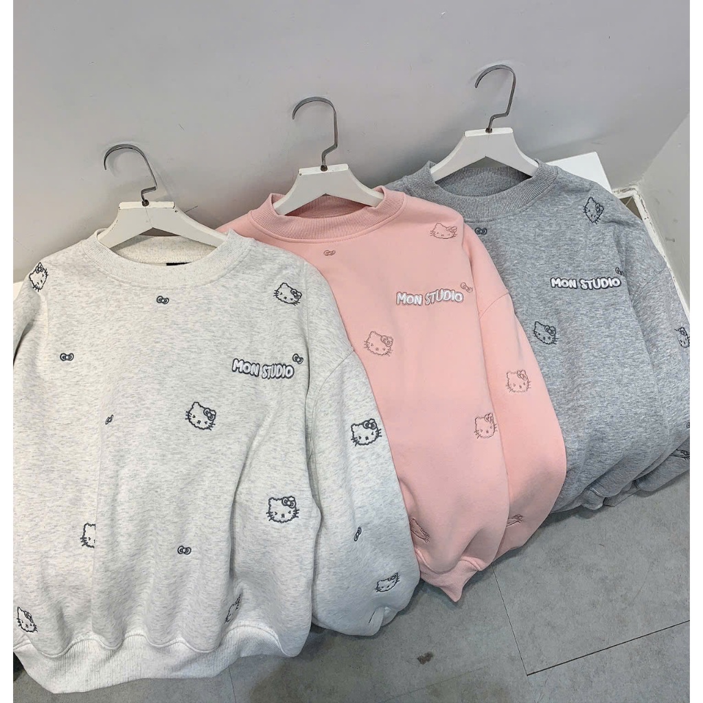 [ NỈ BÔNG KHÔNG XÙ ] Mon Studio – Áo Sweater Boxy Nỉ Bông Thêu 3D nỉ cotton không xù, không đổ lông , unisex nam nữ 003 | BigBuy360 - bigbuy360.vn