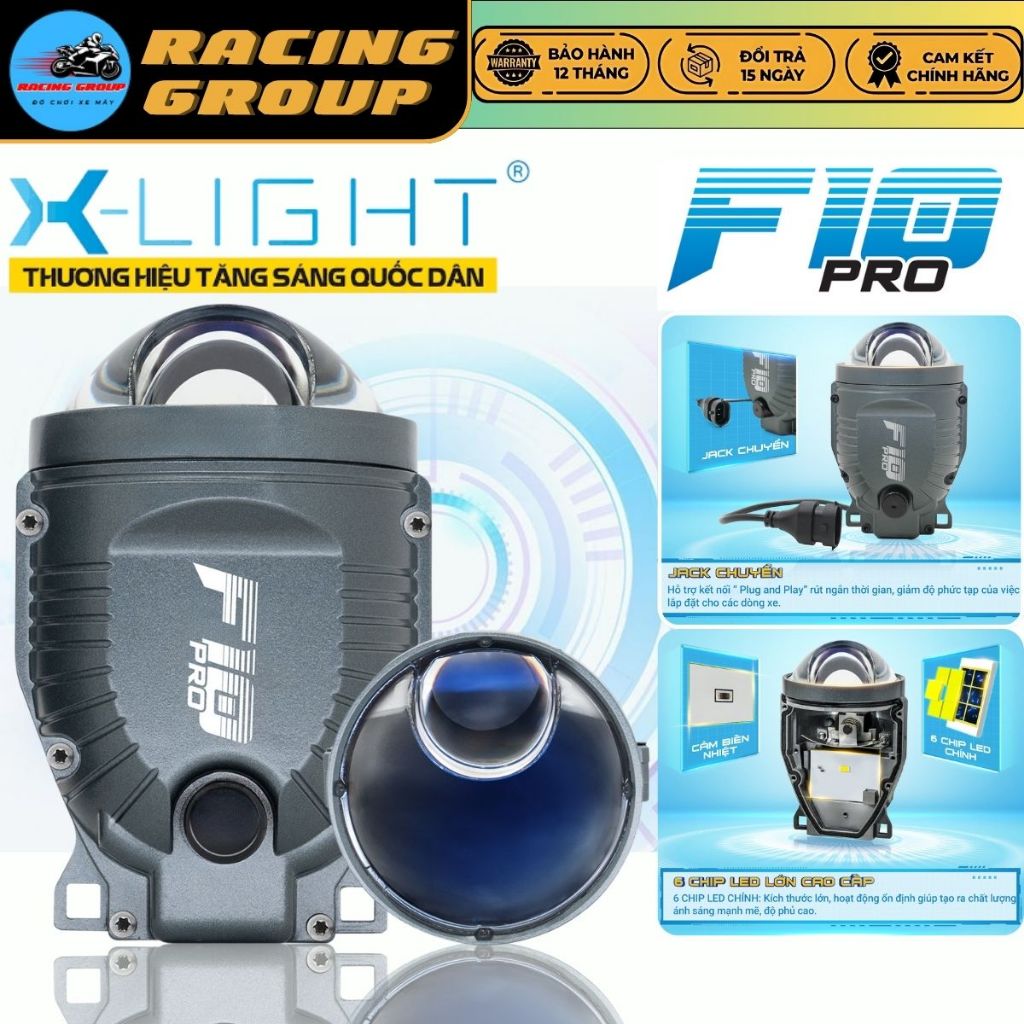 Đèn Bi Gầm X-LIGHT F10 Pro Tích Hợp 3 Nhiệt Màu, Có Mắt Trợ Pha Gom - Bảo Hành 2 Năm (Giá 1 Cặp)