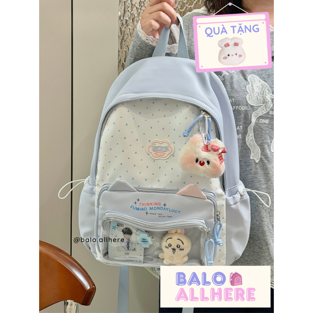 [ORDER] Balo Nữ Đi Học Họa Tiết Chấm Bi Dễ Thương BL400