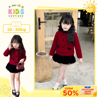   A146 - BST TẾT 2026  Đồ đông cho bé gái set đồ bé gái áo dạ lông cừu loại dày mix chân váy nhung mặc Noel Tết 10-30kg 