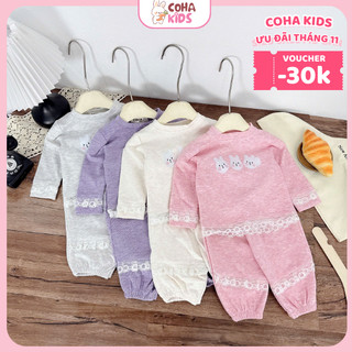  SIÊU SALE 12.12 GIẢM 10%  Set Đồ Bé Gái Len Lông Thỏ Viền Ren In Hình Thỏ Dễ Thương Phối Quần Bo Gấu 