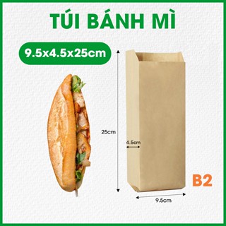  1000 Túi kraft xếp hông đựng bánh mì lạp xưởng khoai tây chiên 