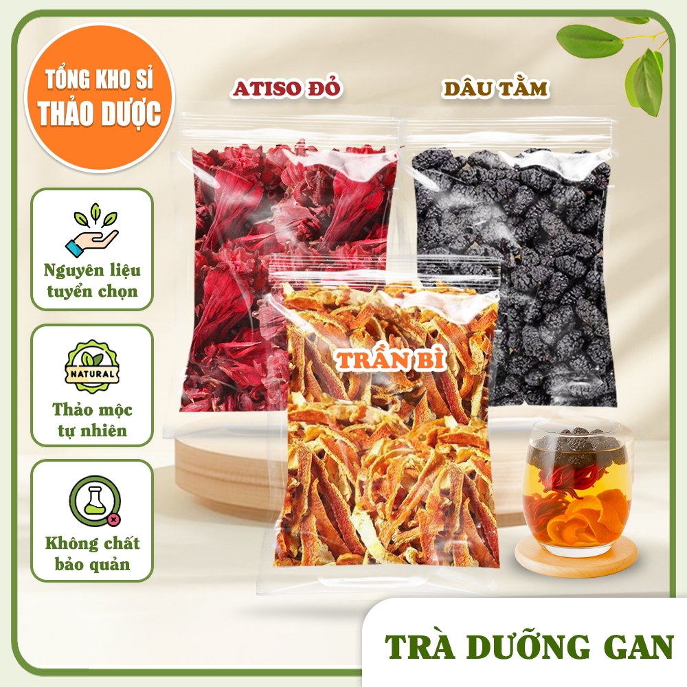 Trà mát gan thảo mộc, trà thanh lọc, mát gan, set mix sẵn gồm: trần bì, dâu tằm, hoa atiso