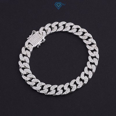 Vòng tay nam bạc cuban đính đá bản 10mm LTA0058 - Trang Sức TNJ