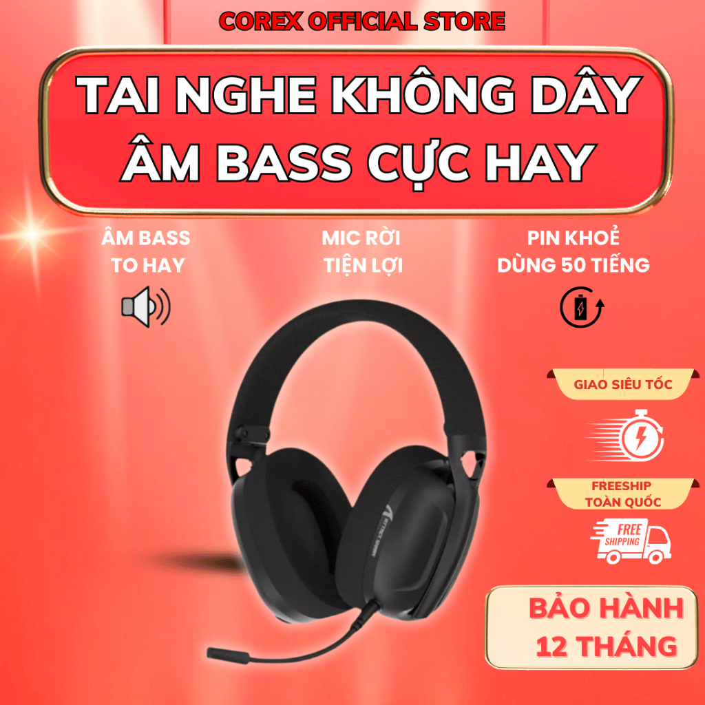 Tai Nghe Bluetooth Chụp Tai Không Dây, Headphone CoreX  Attack Shark L80, Âm Bass, Có Mic, Chống Ồn