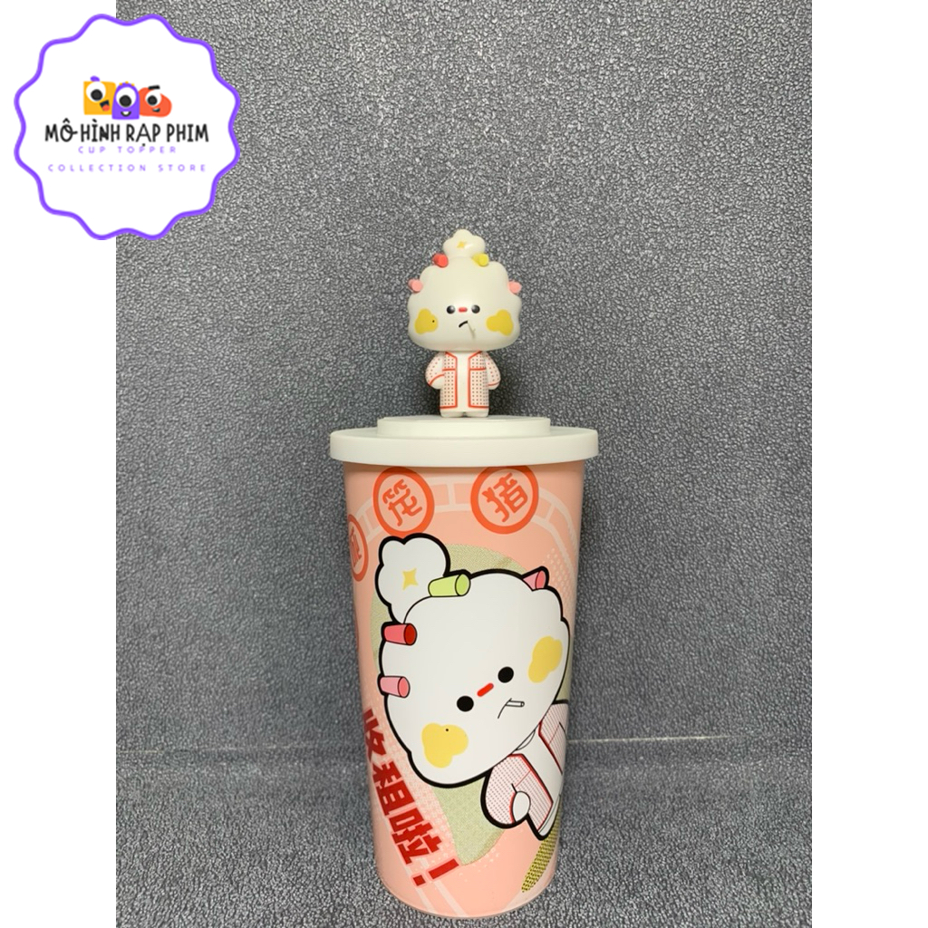 LY NƯỚC KÈM TOPPER NHÂN VẬT FLUFFY BAO TÔ BÀ PHIM KUNG FU HUSTLE (TUYỆT ĐỈNH KUNG FU)