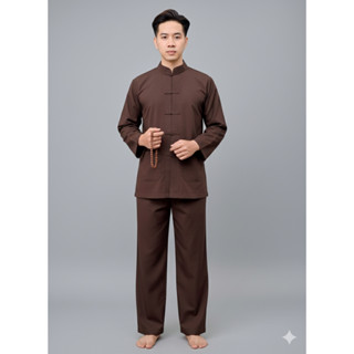  bộ đồ lam đi chùa - mẫu lãnh tụ nút cây cổ tàu - áo có 2 túi dành cho nam 