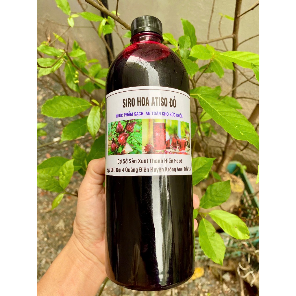 Siro hoa Atiso đỏ 1 lít, Siro astiso đỏ (không kèm bông) ngâm đường phèn