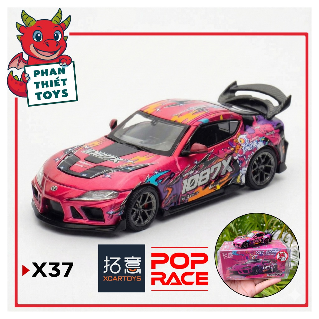 Mô hình xe Toyota Supra (A90) DARWIN PRO 66G WBK 1087X LION DANCE 1:64 Xcar toys Poprace GTSHOW2025