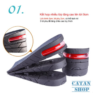 1 cặp lót giày tăng chiều cao nửa bàn, nguyên bàn từ 3cm - 5cm - 7cm, Miếng độn giày có đệm khí siêu êm ái