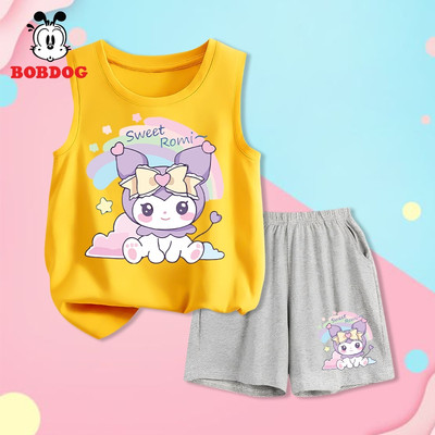 Set quần áo bé gái BOBDOG, áo ba lỗ quần đùi in hình kuromi cute vải thun cotton thấm hút mồ hôi cho bé BD- KS18