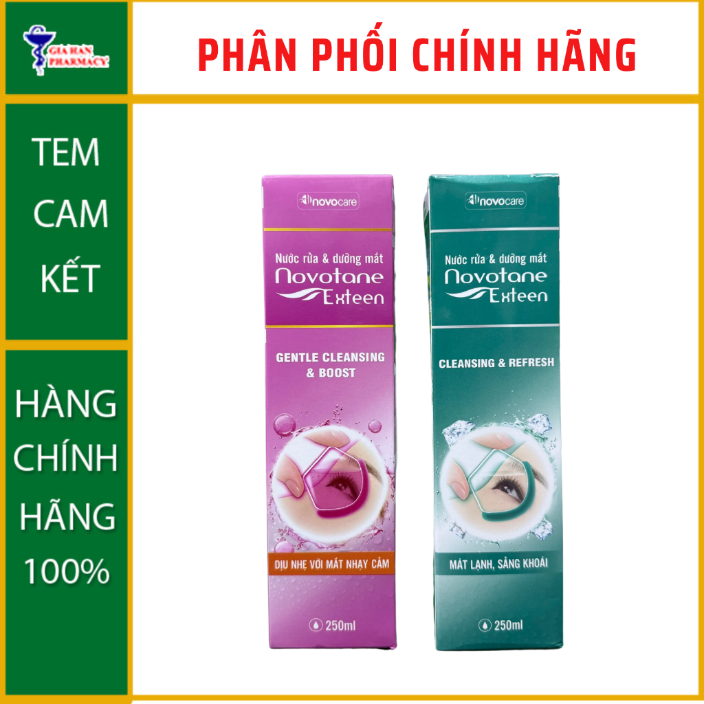 Nước rửa mắt Novotane Exteen Gentle Cleansing & Boost / Novotane Exteen giúp làm sạch, dưỡng ẩm cho 