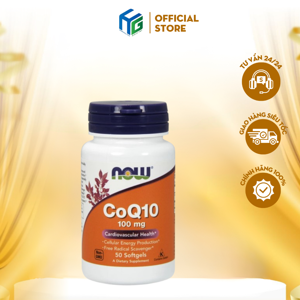 Viên Uống CoQ10 100mg NOW FOODS Hỗ Trợ Tai Biến Tim Mạch, Ổn Định Huyết Áp, Giảm Cholesterol Máu