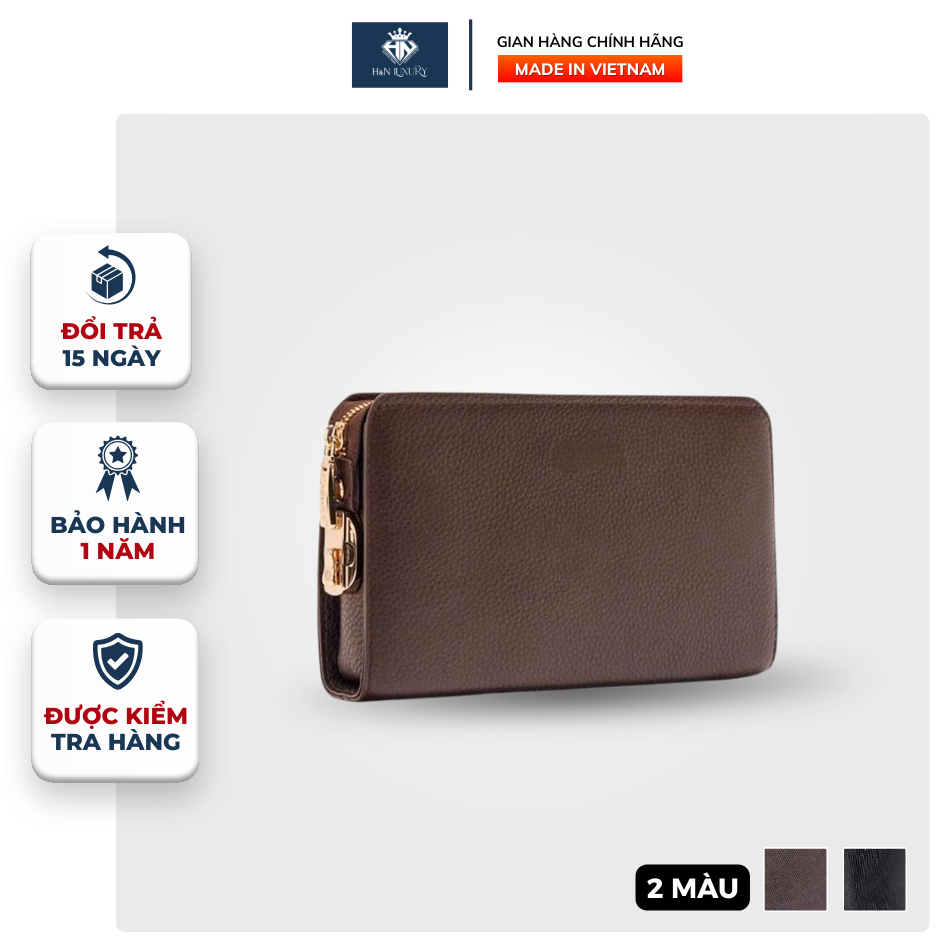 Clutch Cầm Tay Mini Khóa Số Bảo Mật Chất Liệu Da Bò Thật Cao Cấp, Sang Trọng Kích Thước Nhỏ Gọn Phù Hợp Cho Nam Và Nữ