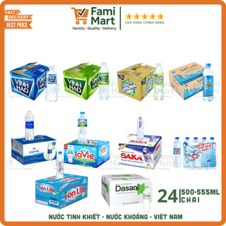   Hỏa Tốc HCM   Thùng 24chai  Nước suối Khoáng   tinh khiết Aquafina Lavie Saka Vĩnh Hảo_Famimart 