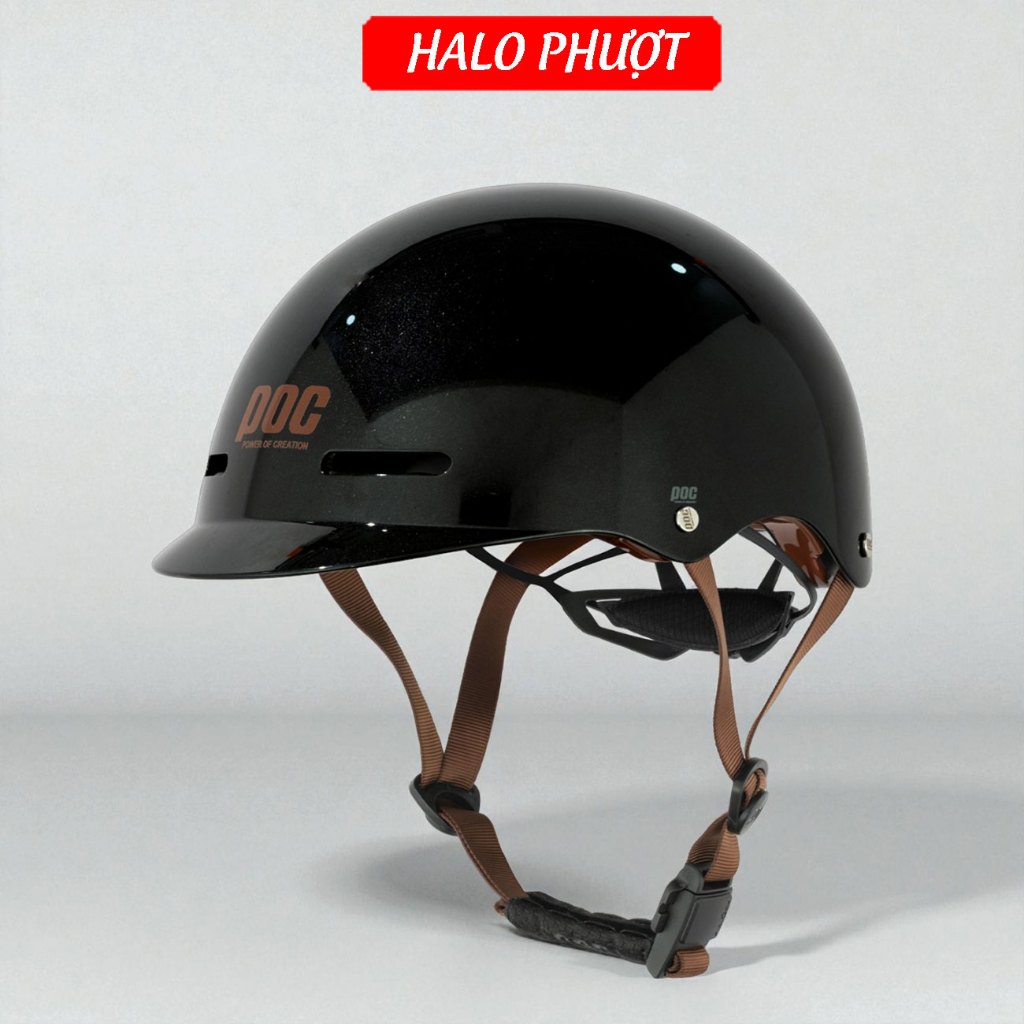 (Chính Hãng) Nón POC xe máy POC P20 Đen Bóng Chữ Nâu CREATION 1