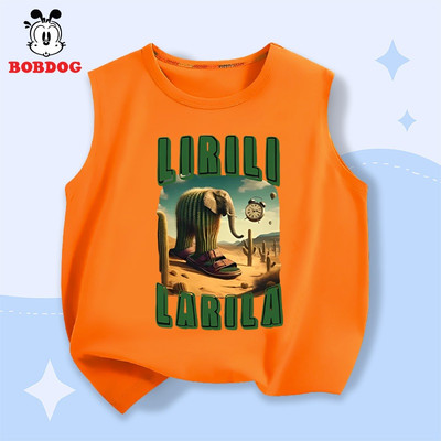 Áo ba lỗ cho bé trai BOBDOG mùa hè chất liệu cotton mềm mịn thoáng mát in hình brrbrr patapim