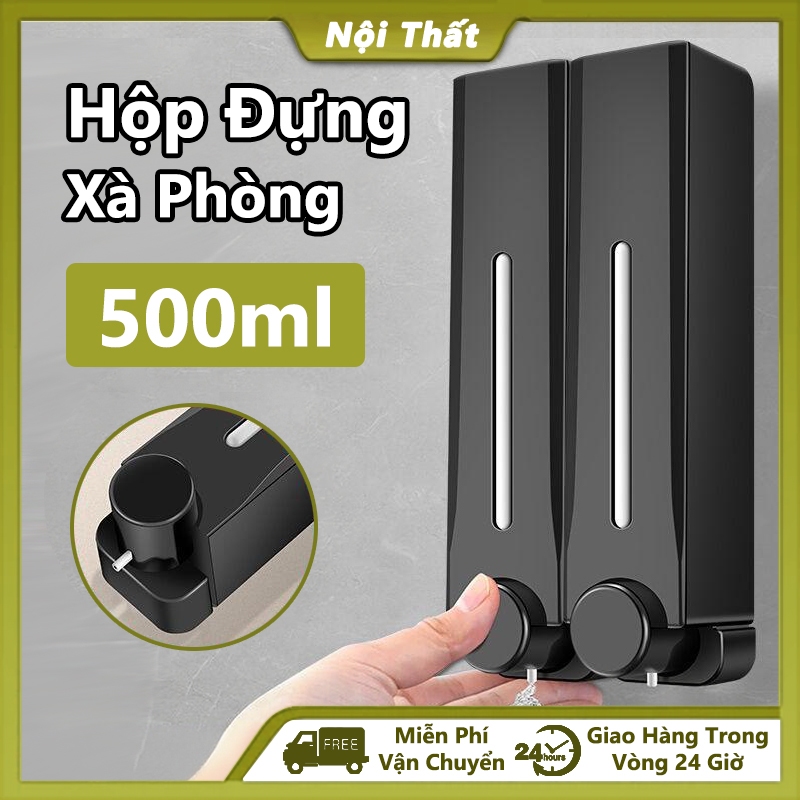 Treo tường Hộp Đựng Xà Phòng 500ml Loại ép Không cần khoan Chống nước và chống bụi Hộp Đựng Nước Rửa Tay