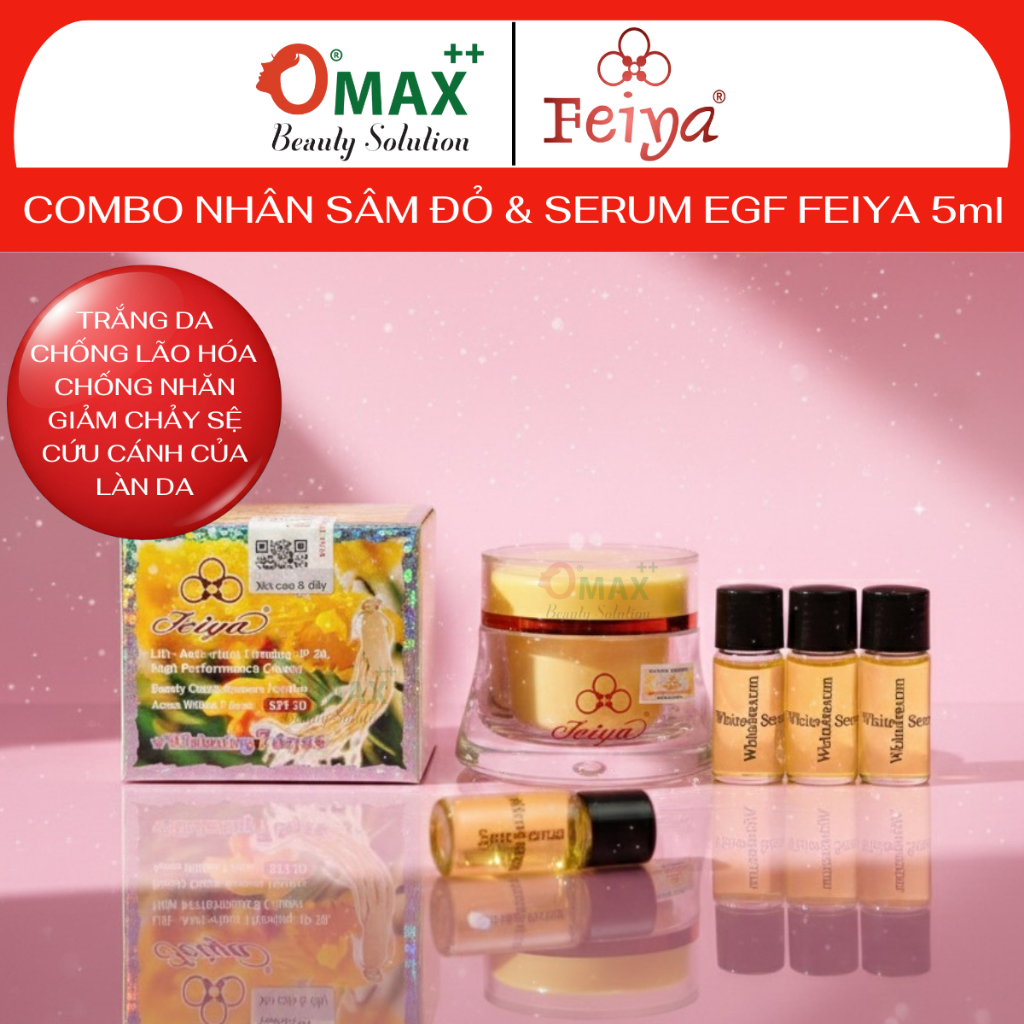 Combo Kem Nhân Sâm 50g Và Serum EGF 5ml FEIYA - Chống Nhăn - Ngừa Lão Hóa - Trắng Da - Cân Bằng pH