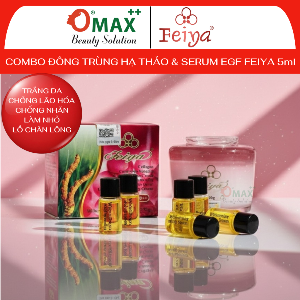 Combo Kem FEIYA Đông Trùng Hạ Thảo 50g Và Serum Whitening FEIYA Đài Loan - Làm Trắng - Chống Lão Hóa